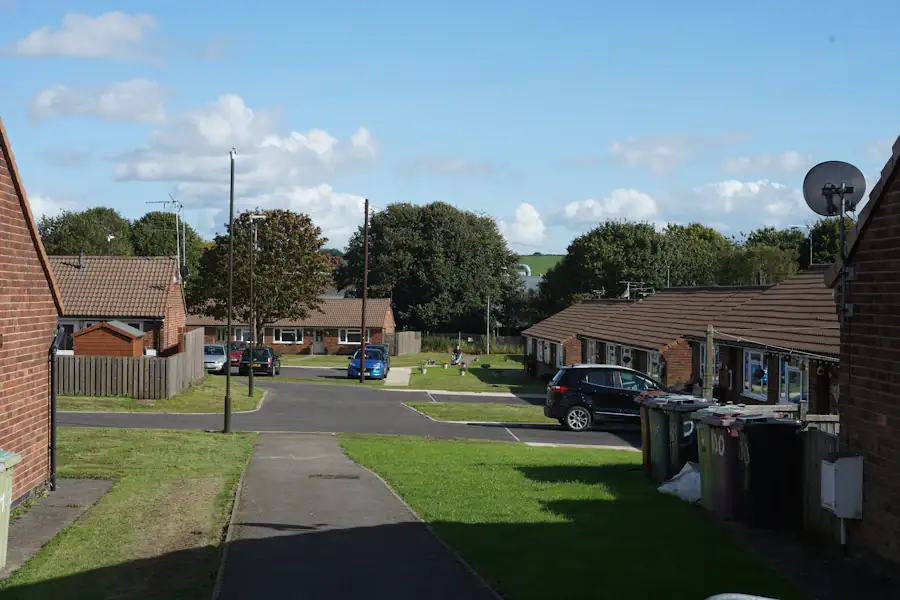 Illustrative neighbourhood street with landscaped homes