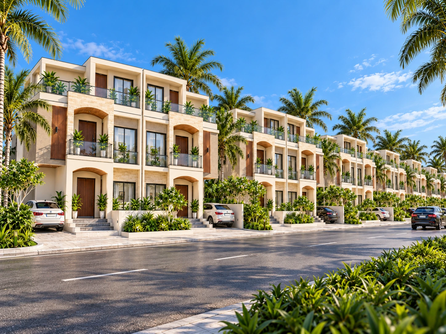 Global City villa row in daylight