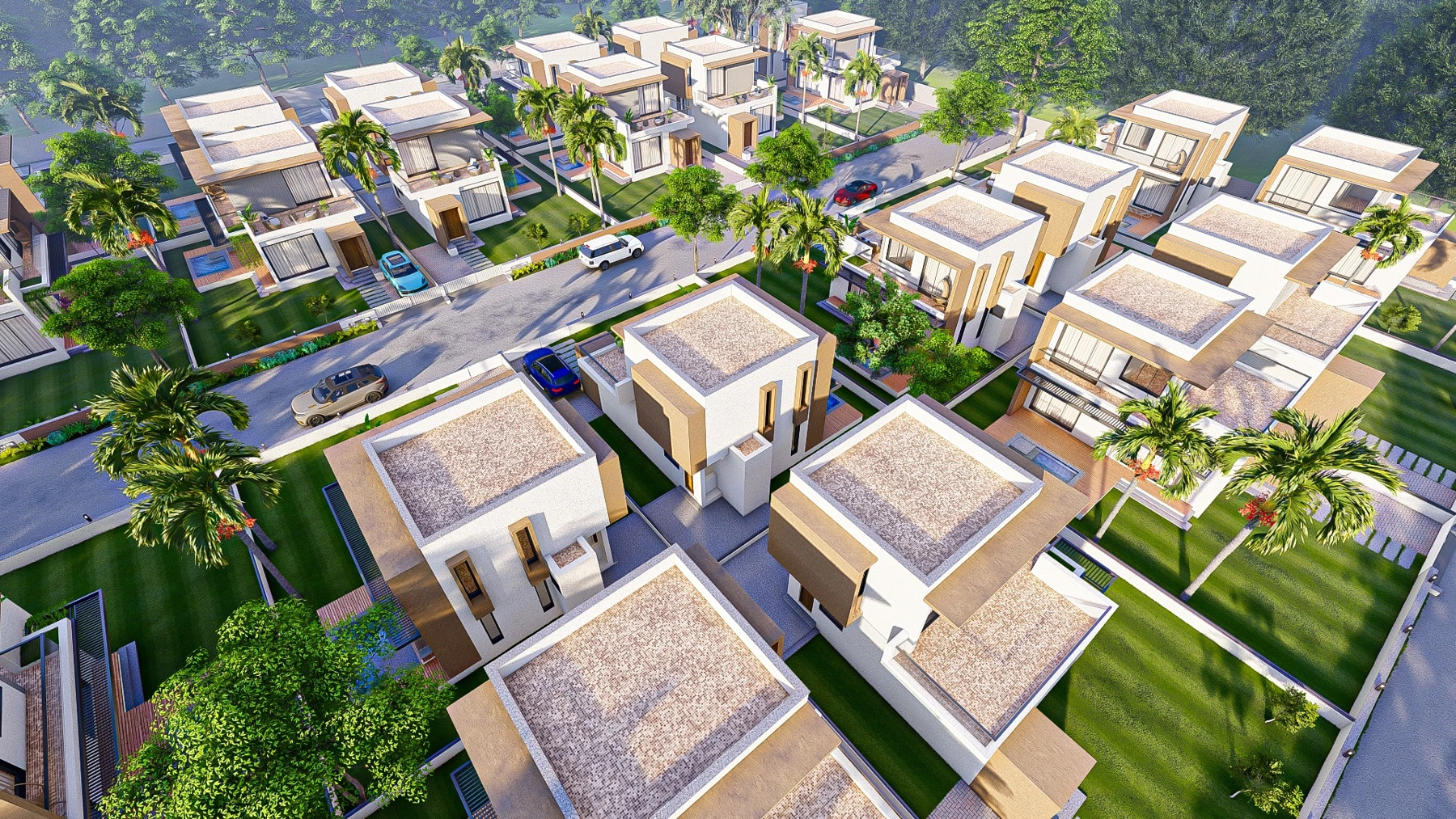 Lakeside Meadows villas aerial view